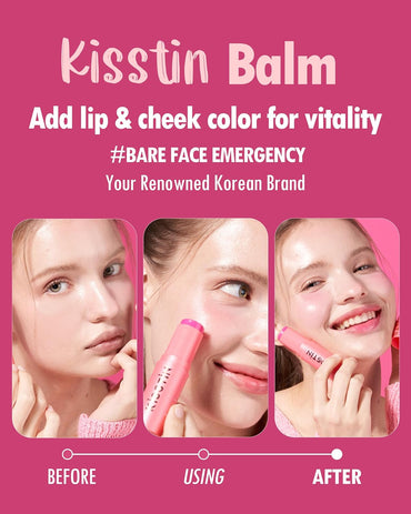 Kisstin Balm - Skin-Refining Face Moisturizer & Makeup Stick | Nourishing Beauty Moisturizer Stick | Makeup-Enhancing Glow Balm (0.32 Oz)