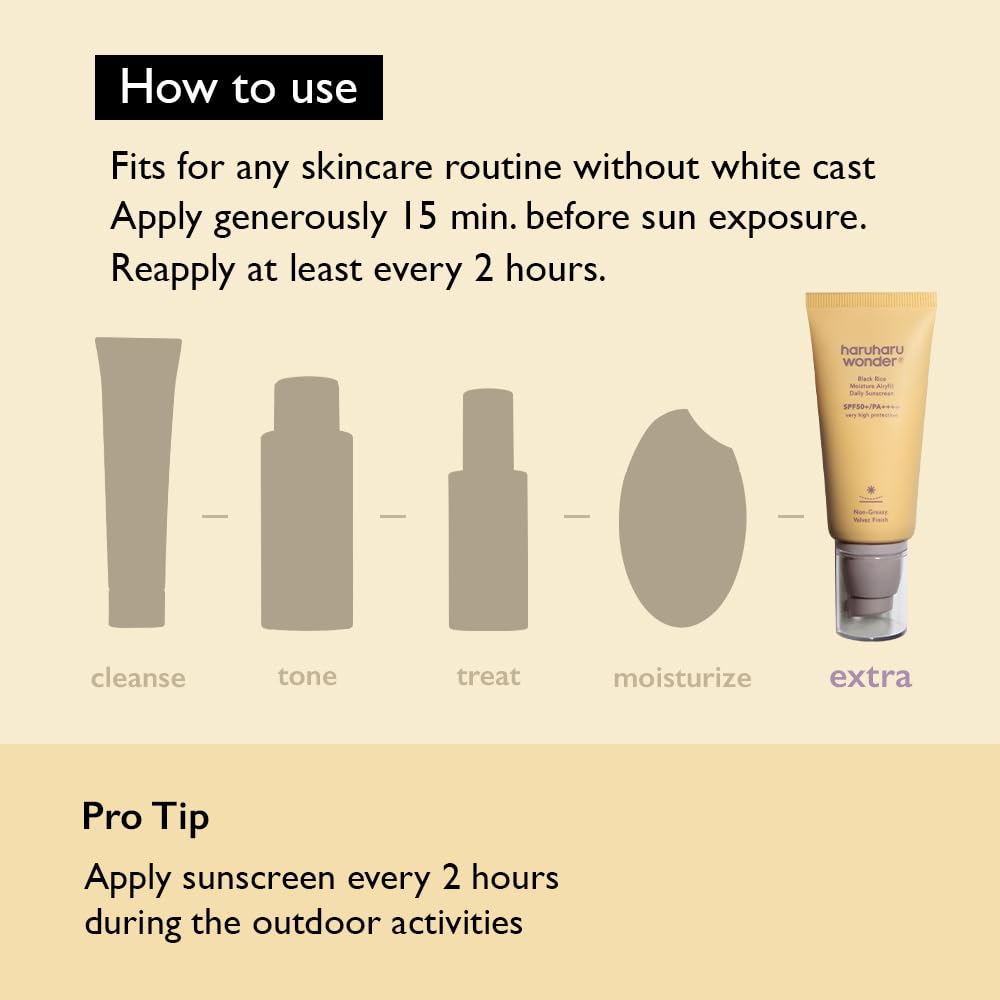 Wonder Black Rice Moisture Airyfit Daily Sunscreen 1.69Fl.Oz - Velvet Finish, No White Cast, Hydrating, Moisturizing, Korean Skin Care, Vegan, Clean Beauty