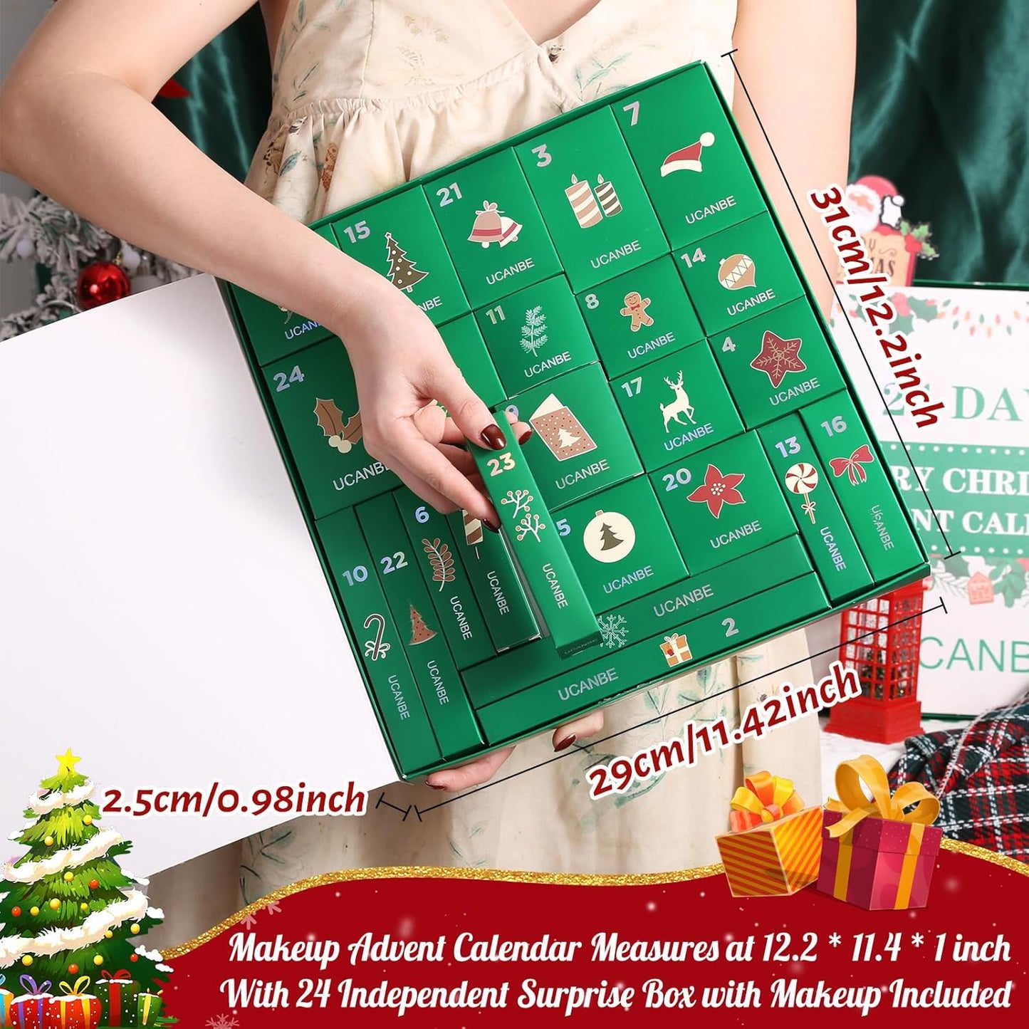 Makeup Advent Calendar 2025, 24 Days Christmas Makeup Gift Set for Adult Women & Teen Girls, 2025 Xmas Countdown Calendar Beauty & Cosmetics Holiday Surprise Make up Gift Kits for Women Full Kit