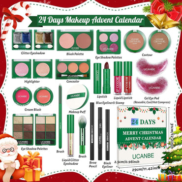 Makeup Advent Calendar 2025, 24 Days Christmas Makeup Gift Set for Adult Women & Teen Girls, 2025 Xmas Countdown Calendar Beauty & Cosmetics Holiday Surprise Make up Gift Kits for Women Full Kit