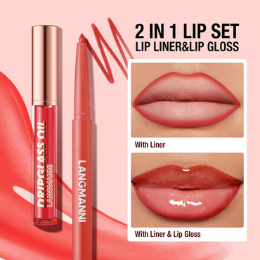 6 Matte Lip Liner with 6 Nourishing Lip Oil Lip Gloss Set, Long-Lasting and Hydrating 2 in 1 Makeup Set, Beauty Daily Cosmetics Gift for Girls