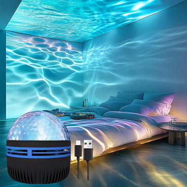 LED Water Ripples Galaxy Projector Light RGB Smart Remote Control Star Aurora Lamp KTV USB Powered Auto Rotating Home Bedroom