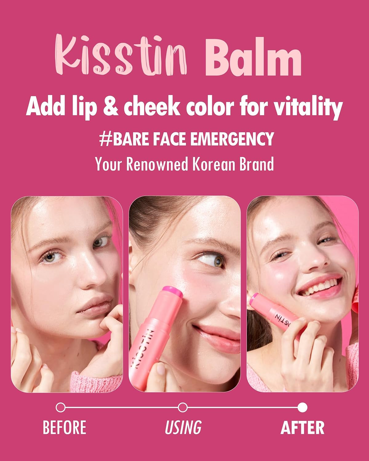 Kisstin Balm - Skin-Refining Face Moisturizer & Makeup Stick | Nourishing Beauty Moisturizer Stick | Makeup-Enhancing Glow Balm (0.32 Oz)