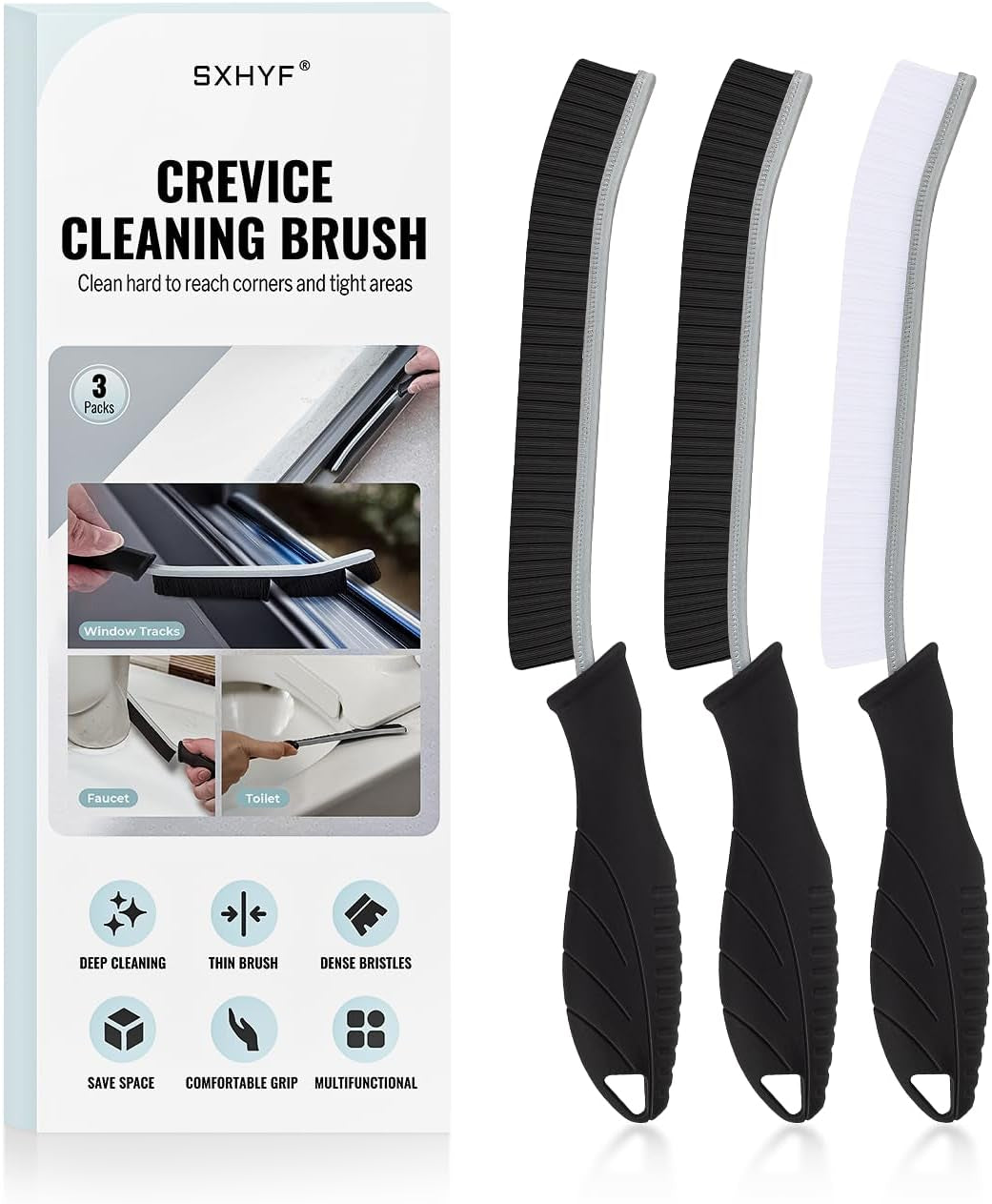 Crevice Cleaning Brush - Grout Scrub Brush, House Cleaning Supplies, Gap Cleaning Tools, Home Essentials, Gifts for Women Men, Hard Bristle Crevice Cleaner Brush for Household Use, Bathroom