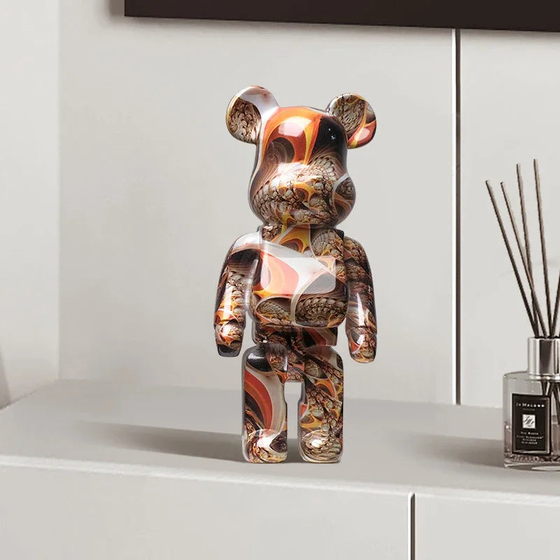 27Cm/10Inches Graffiti Bear Figurine Home Decor Animal Abstract Ornament Storage Money Jar Modern Room Sculpture Table Decor