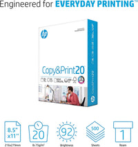 HP Printer Paper | 8.5 X 11 Paper | Copy &Print 20 Lb | 1 Ream Case - 500 Sheets| 92 Bright | Made in USA - FSC Certified | 200060