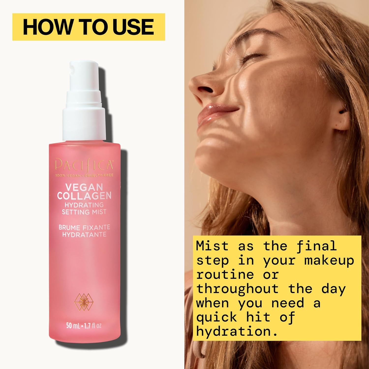 Beauty Vegan Collagen Hydrating Setting Mist – Hydrating Illuminating Face Primer for Dewy Skin, W/Vegan Collagen & Squalane for Radiant Glow, Soft-Focus Pore Blurring Makeup Base