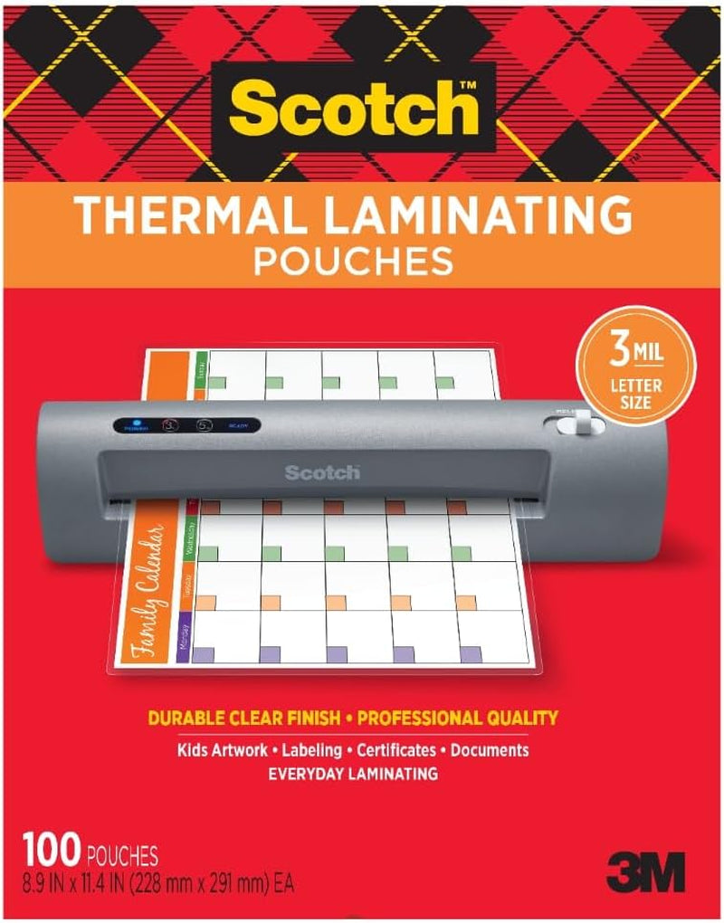 Thermal Laminating Pouches, for Use with Thermal Laminators, 8.9 X 11.4 Inches, Letter Size Sheets, 100-Pack