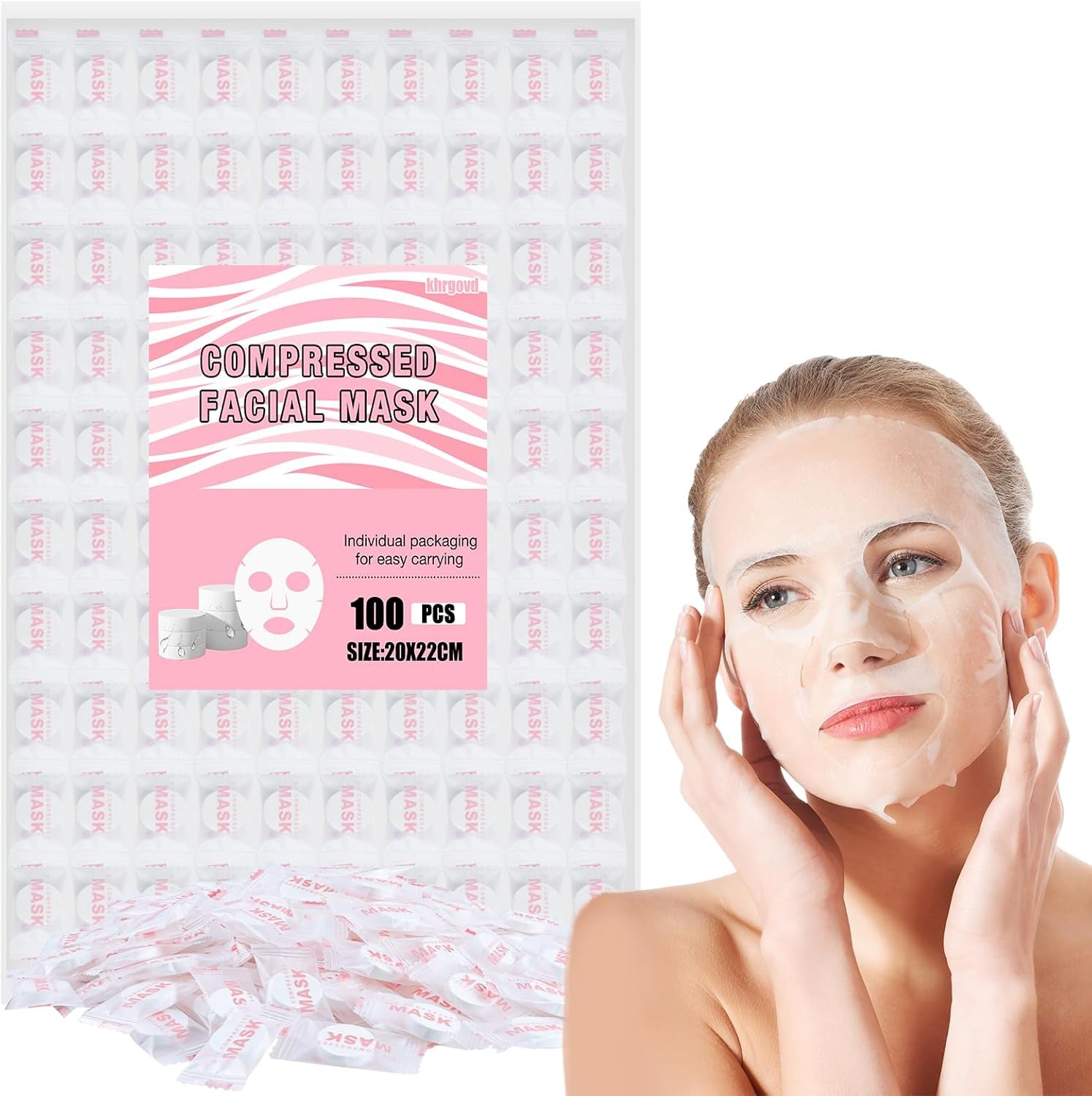 100PCS Compressed Cotton Facial Mask Sheets, Disposable DIY Mask Paper Beauty Tool for Skin Care, Cotton Masks for Home, Travel