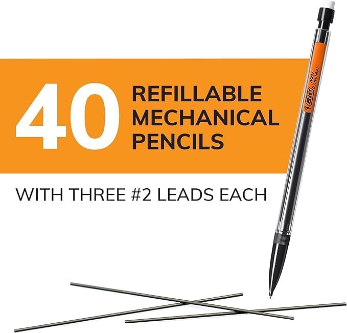 Xtra Smooth Mechanical Pencil with 0.7 Mm Medium Point, Refillable and Retractable, 40-Count Pack