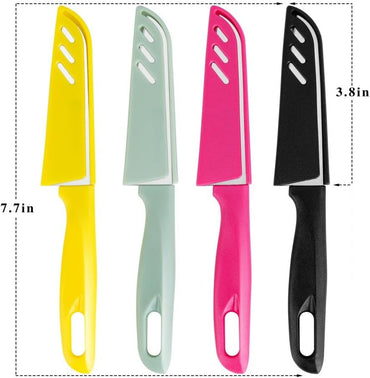 8 Pieces Paring Knives (4PCS Peeling Knives and 4PCS Knife Sheath), Ultra Sharp Vegetable and Fruit Knife,German Steel Small Kitchen Knife with PP Plastic Ergonomic Handle