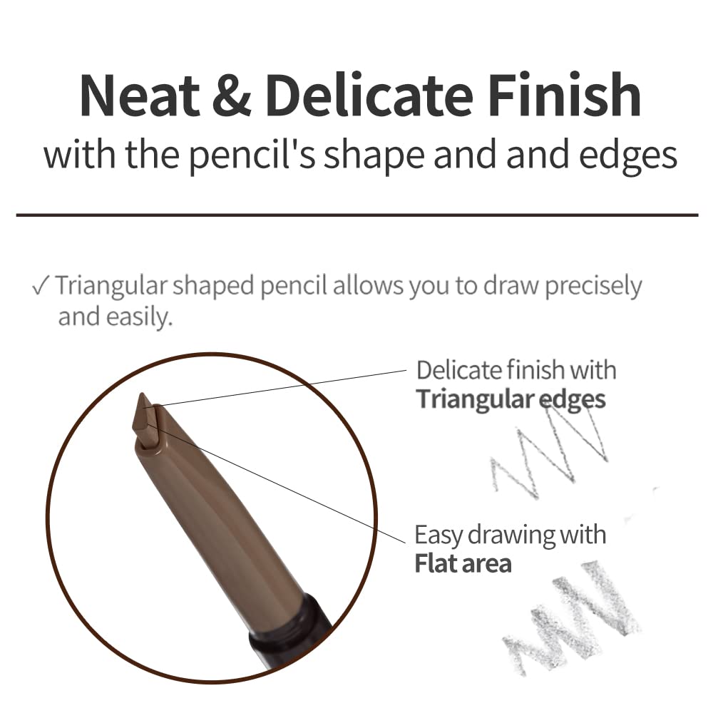 Drawing Eye Brow, Eyebrow Pencil, Microblading, Long Lasting, Soft Textured Natural Daily Look, Korean Makeup, Beauty, Brown (0.008 Ounce)