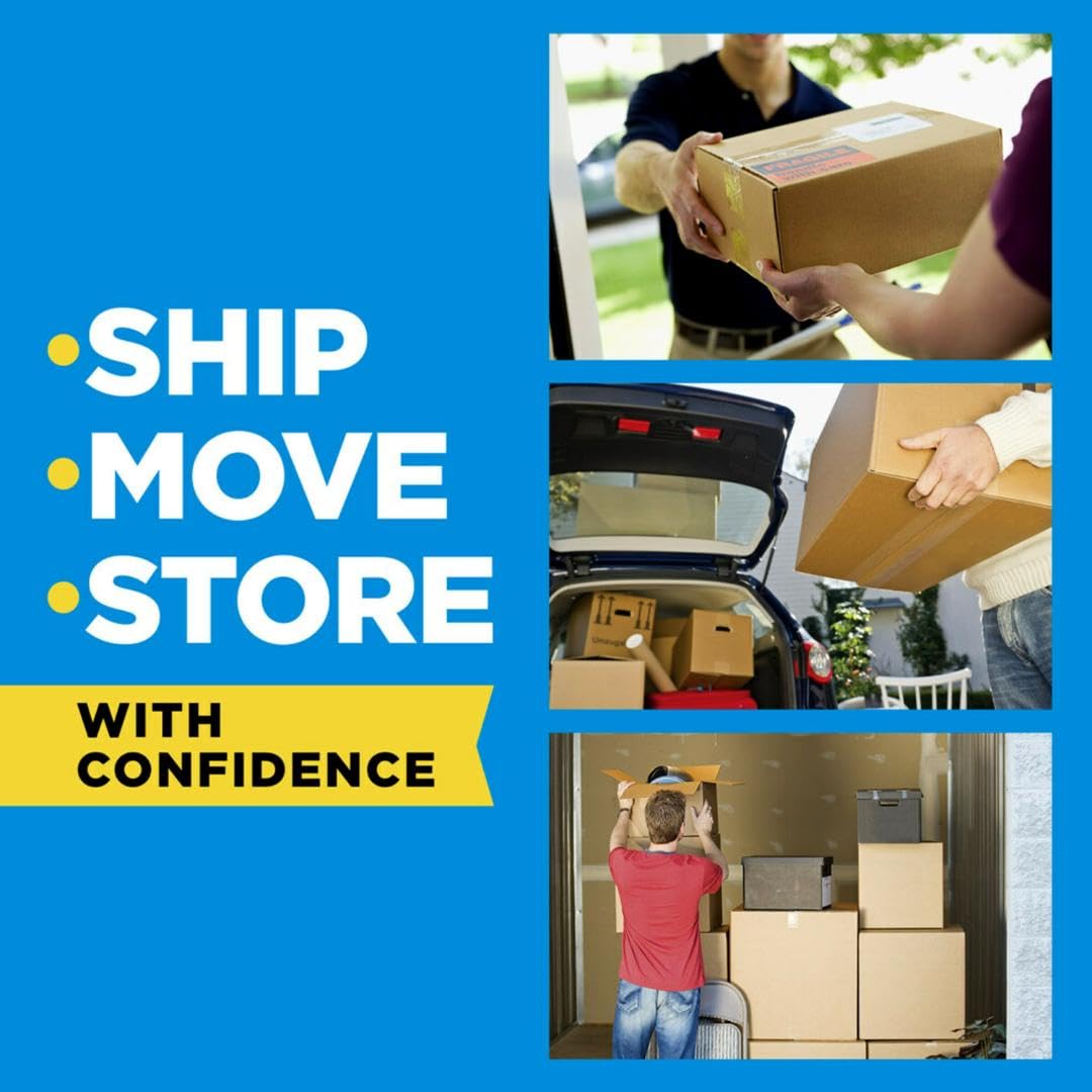 Heavy Duty Shipping Packaging Tape, 6 Rolls with Dispenser, 1.88" X 22.2 Yd, 1.5" Core, Great for Packing, Shipping & Moving, Clear (142-6)