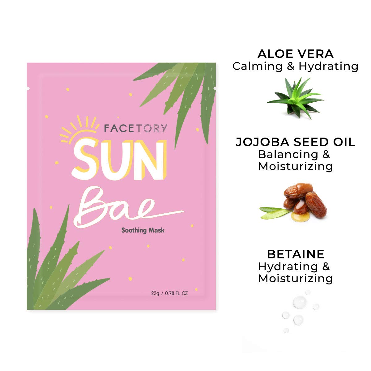 K Beauty Face Mask Skin Care - SUN BAE SOOTHING Sheet Mask with Aloe & Shea Butter | after Sun Care, Soothe & Restore (5 Pack)