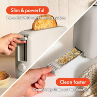 2 Slice Slim Toaster, Fits-Anywhere™ Kitchenware, 6 Setting Shade Control with Reheat & Cancel Buttons, Fits Sourdough, 10” Long Slot, anti Jam & Auto Shutoff, 900 Watt, Oatmilk