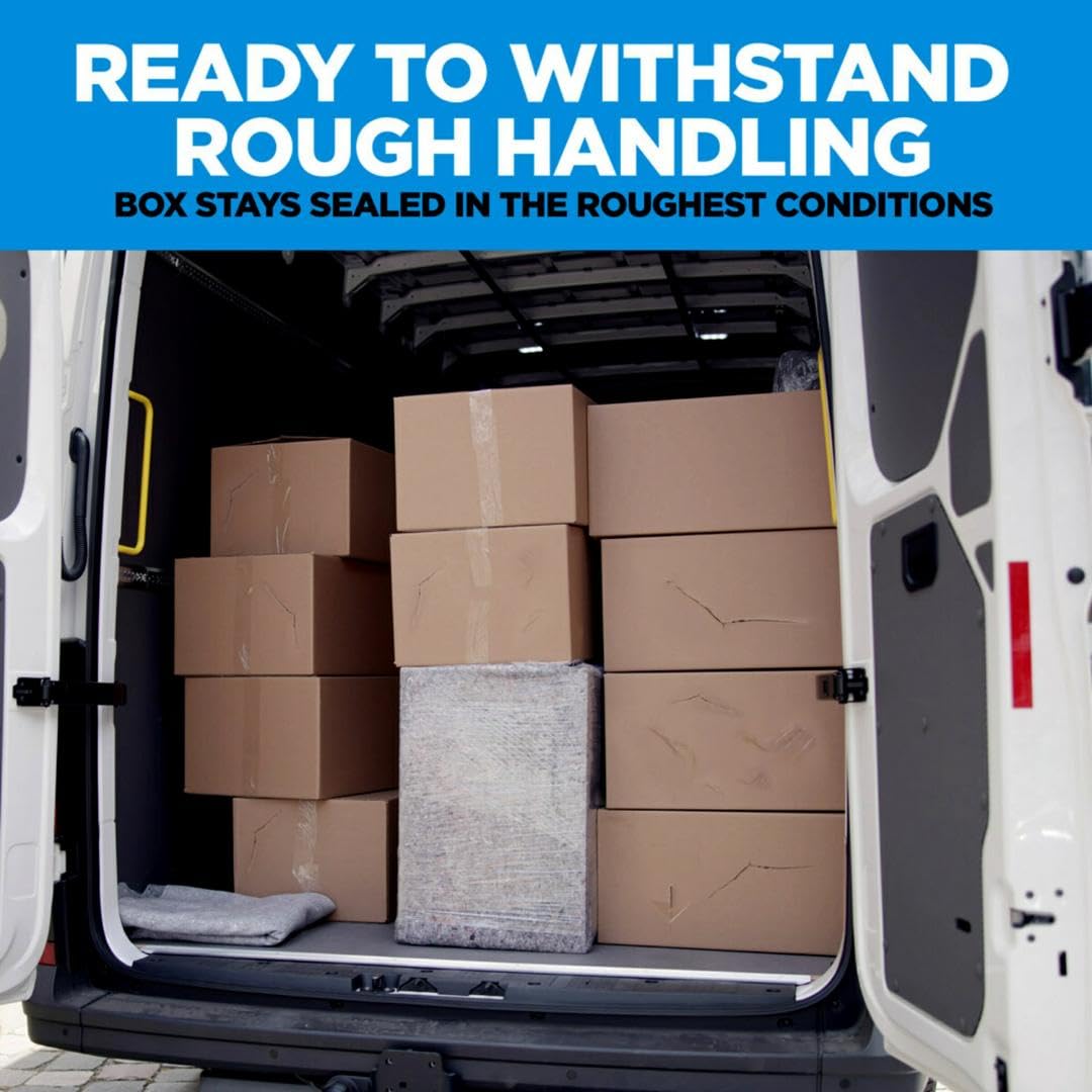 Heavy Duty Shipping Packaging Tape, 6 Rolls with Dispenser, 1.88" X 22.2 Yd, 1.5" Core, Great for Packing, Shipping & Moving, Clear (142-6)