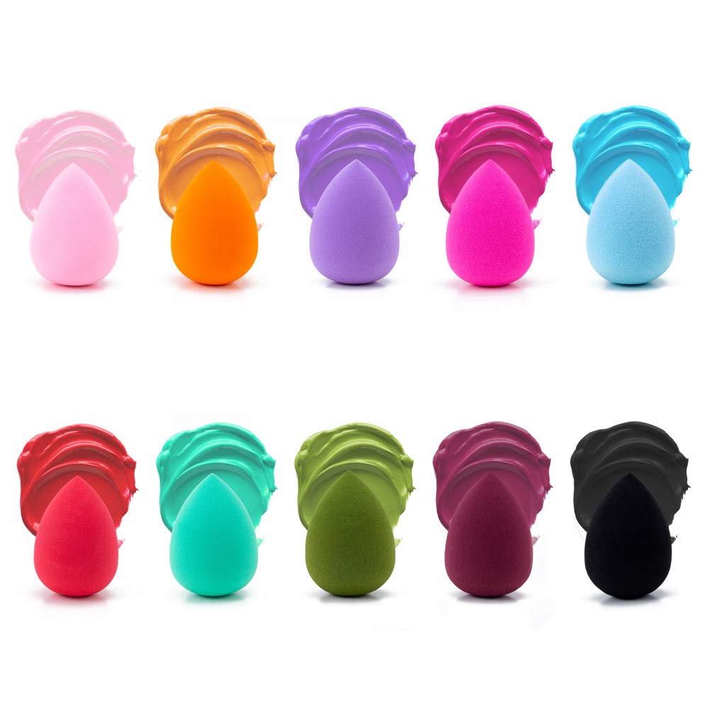 10 Pcs Perfect Makeup Sponge Set Blender Flawless for Liquid, Multi-Colored Beauty Makeup Sponges