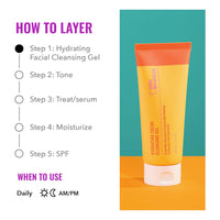 Hydrating Facial Cleansing Gel - Face Wash with Rosewater and Pineapple Extracts to Brighten, Cleanse, and Moisturize - Facial Cleanser, Skin Care