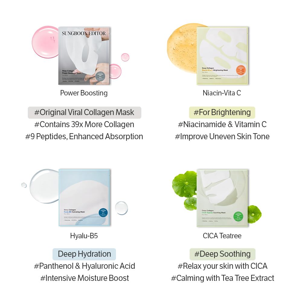 Deep Collagen Overnight Mask 37Gx4Ea | Original Hydrating Collagen Face Mask | Real Collagen 2,160,000PPB for Elasticity |Tiktok Trend Items Korean Skin Care