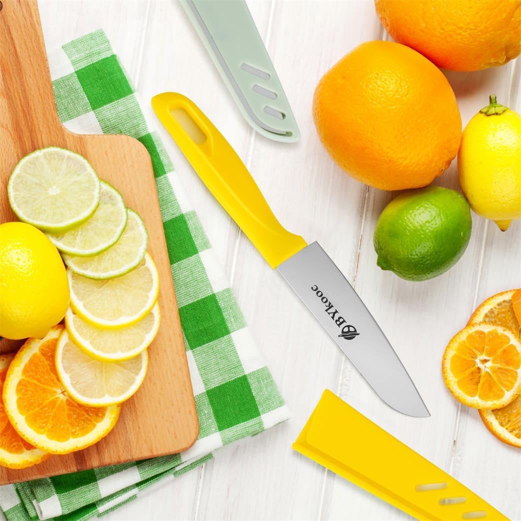 8 Pieces Paring Knives (4PCS Peeling Knives and 4PCS Knife Sheath), Ultra Sharp Vegetable and Fruit Knife,German Steel Small Kitchen Knife with PP Plastic Ergonomic Handle
