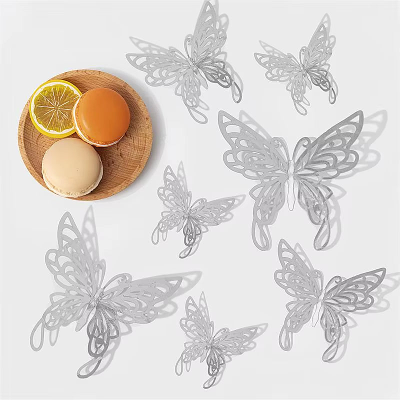 12Pcs 3D Hollow Butterflies Wall Stickers on the Wall for Wedding Decoration Children Room Decor Living Room Kids Bedroom DIY