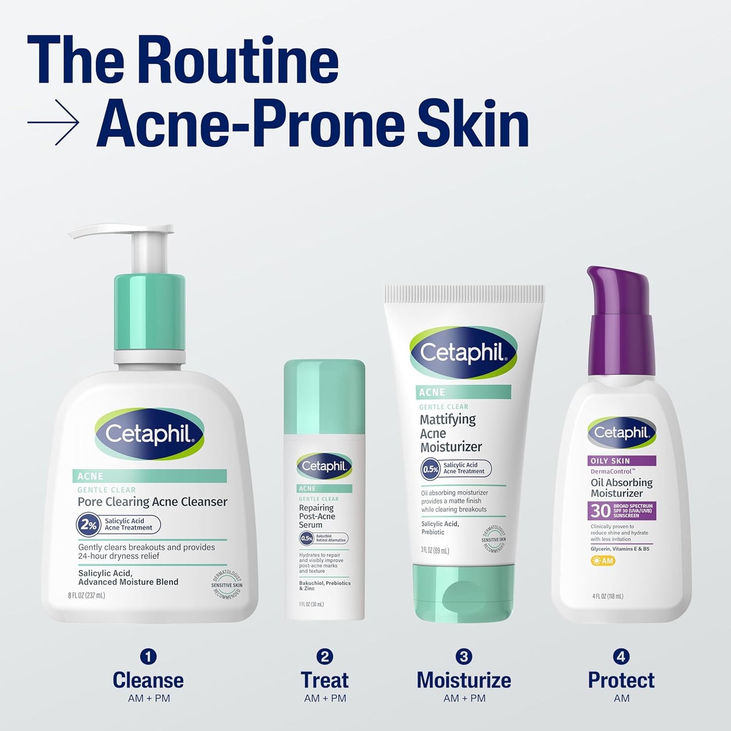 Face Moisturizer, Gentle Clear Mattifying Acne Moisturizer with 0.5% Salicylic Acid, Hydrates and Treats Sensitive Acne Prone Skin, Skin Care for Sensitive Skin, 3Oz