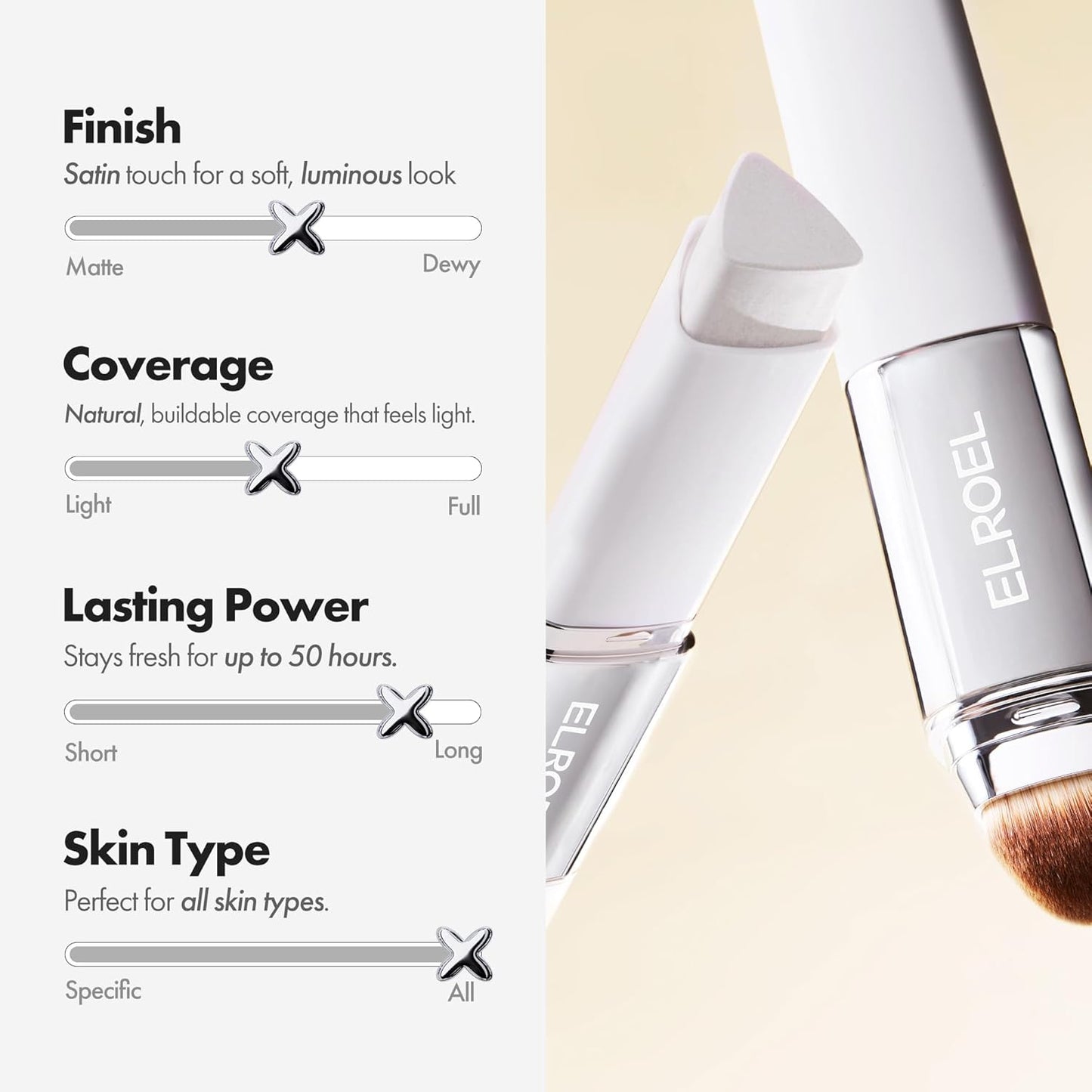 Blanc Cover Cream Stick V White - Korean Color-Changing Foundation Stick with Volufiline - Medium to Full Coverage Dewy Finish Base Makeup - Dual-Ended with Detachable Brush (202 Natural)