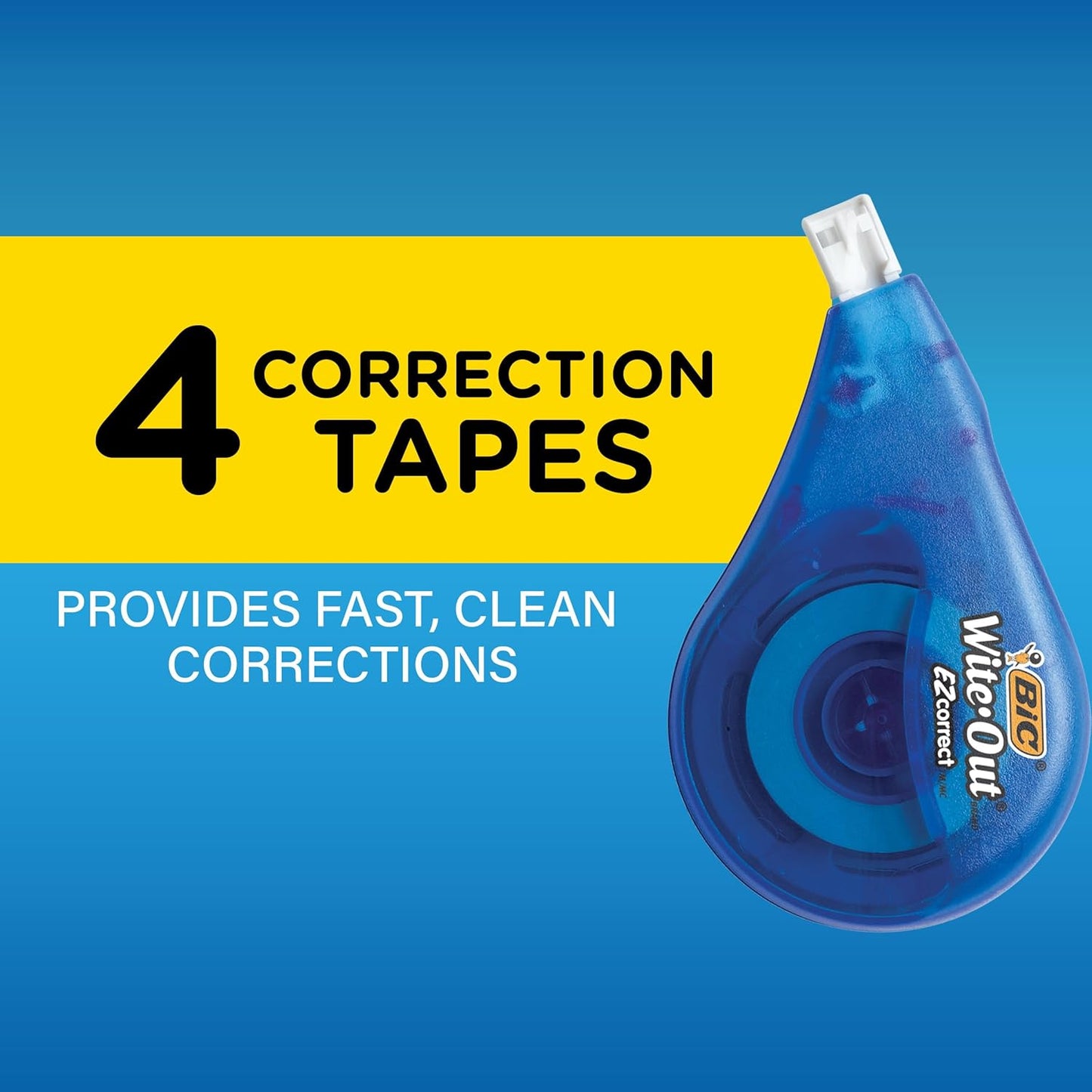 Wite-Out Brand EZ Correct Correction Tape, 19.8 Feet, 4-Count Pack of White Correction Tape, Fast, Clean and Easy to Use Tear-Resistant Tape Office or School Supplies