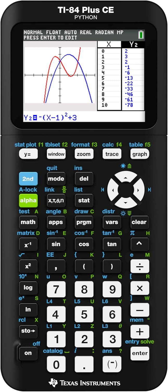 TI-84 plus CE Color Graphing Calculator, Black