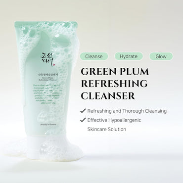 Green Plum Refreshing Cleanser Gel Type Deep Pore Cleansing, Acne Face Wash, Blackhead Remover for All Skin Types, Korean Skincare 100Ml, 3.38 Fl.Oz