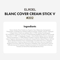 Blanc Cover Cream Stick V White - Korean Color-Changing Foundation Stick with Volufiline - Medium to Full Coverage Dewy Finish Base Makeup - Dual-Ended with Detachable Brush (202 Natural)