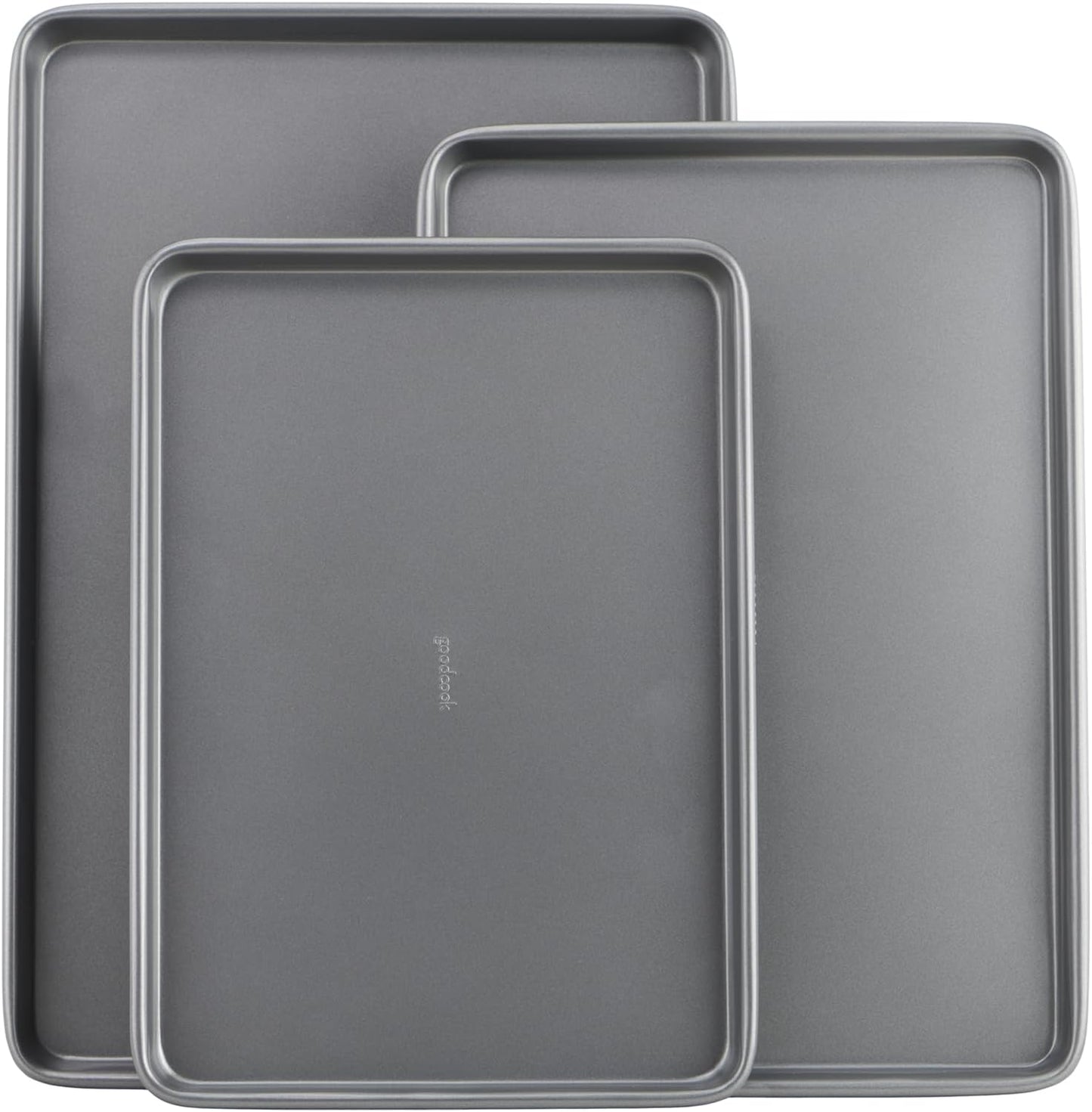 Everyday Nonstick Carbon Steel Baking Sheet Set, 3 Pack – Small 13” X 9”, Medium 15” X 10”, Large 17” X 11” – Carbon Steel Cooking Pans, Cookie Sheet Bakeware Set