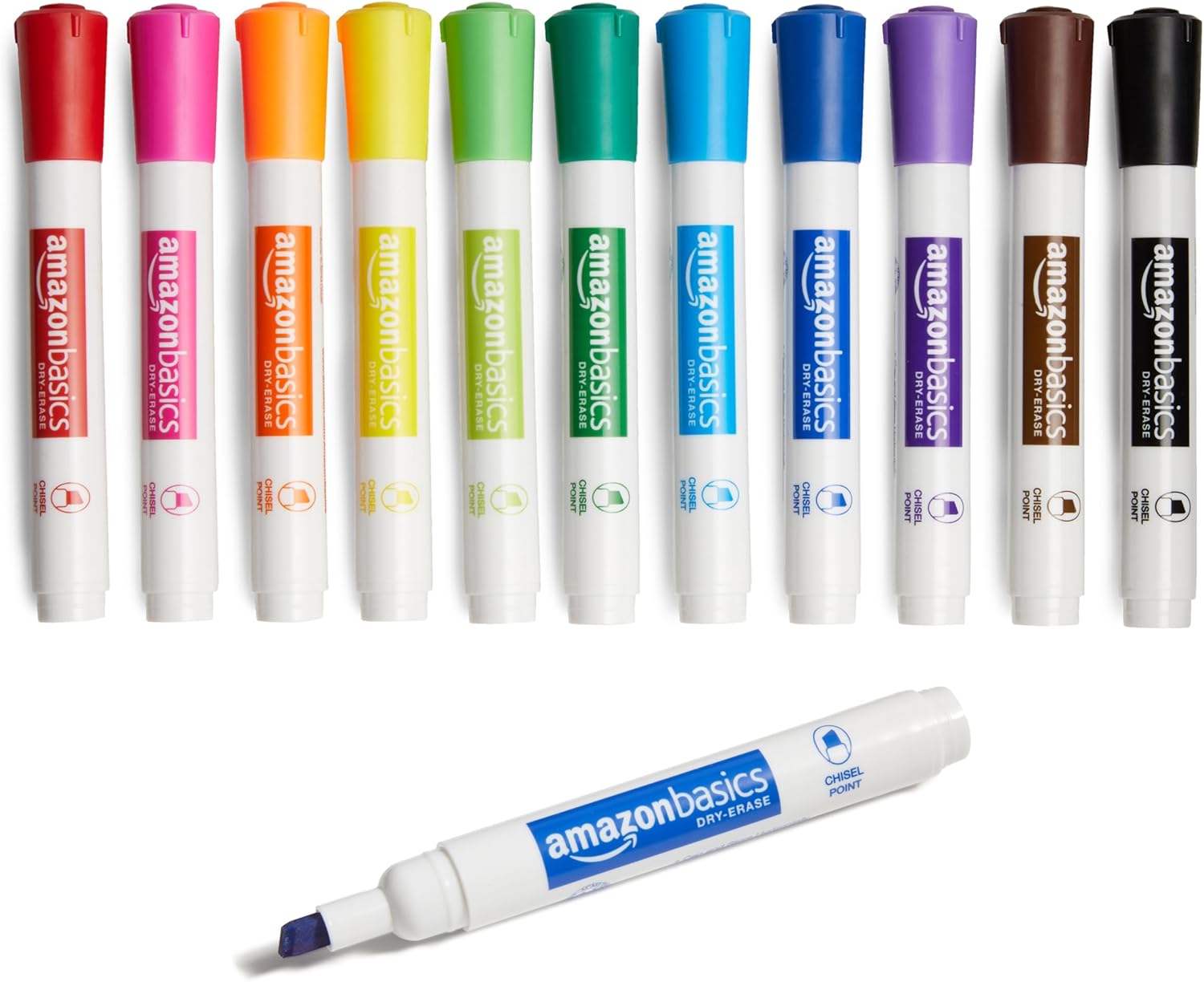 Dry Erase Markers for Whiteboards, Chisel Tip, Low-Odor, Assorted Colors, Pack of 12