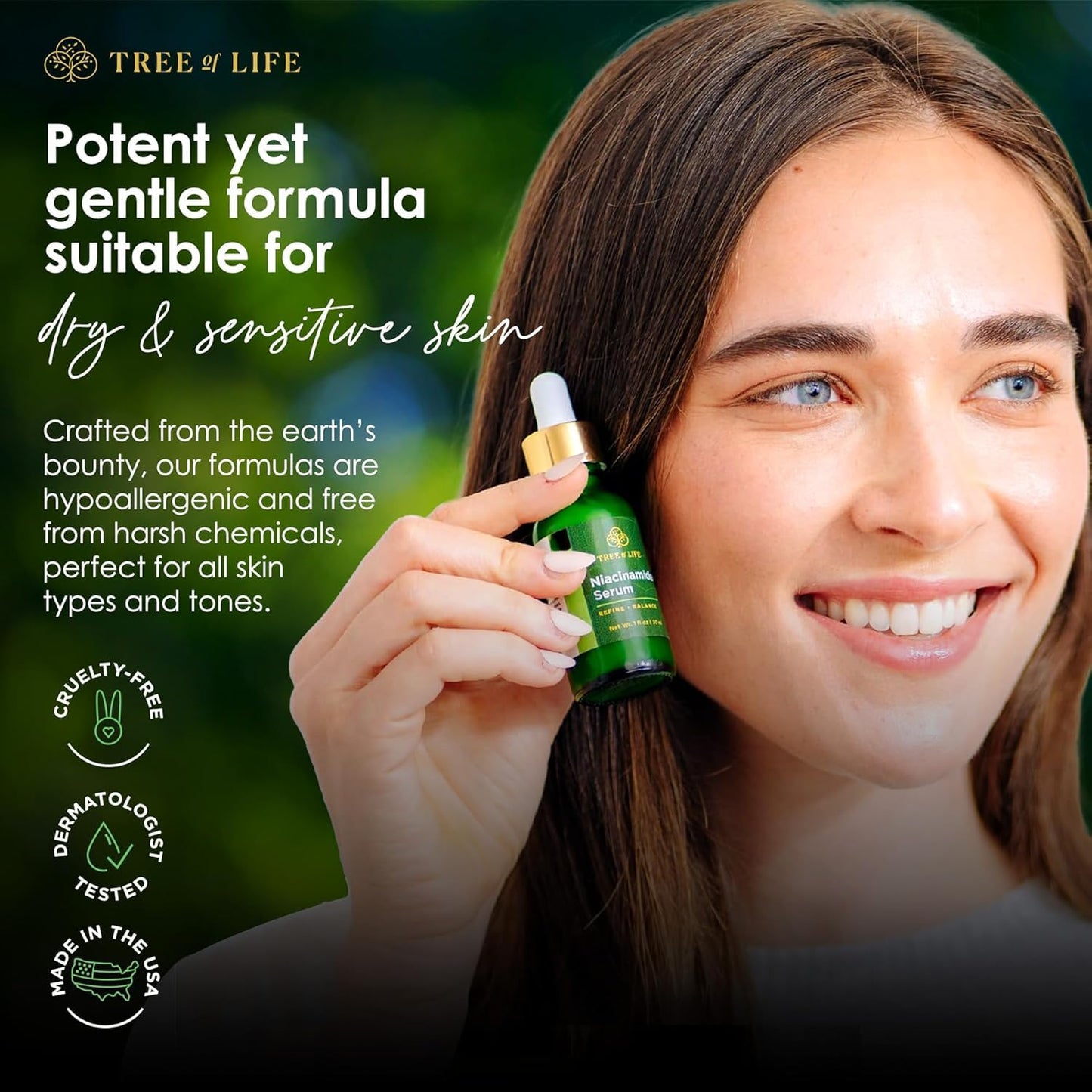 Niacinamide Vitamin B3 Serum, Hydrating Face Oil for Dark and Age Spots, Tightens Pores, Facial Serums for Sensitive Skin Care with Hyaluronic Acid and Vitamin E, 2 Fl Oz