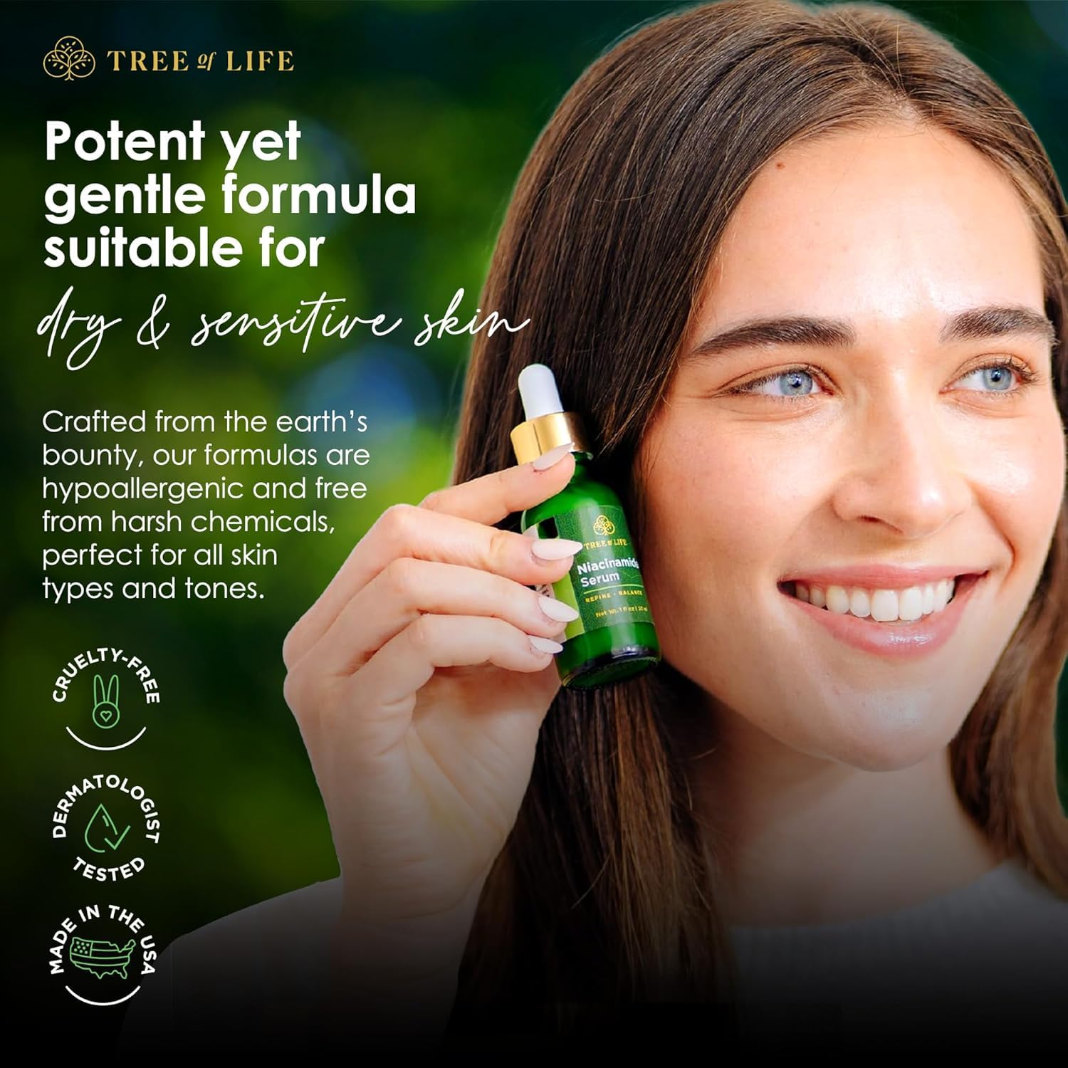 Niacinamide Vitamin B3 Serum, Hydrating Face Oil for Dark and Age Spots, Tightens Pores, Facial Serums for Sensitive Skin Care with Hyaluronic Acid and Vitamin E, 2 Fl Oz