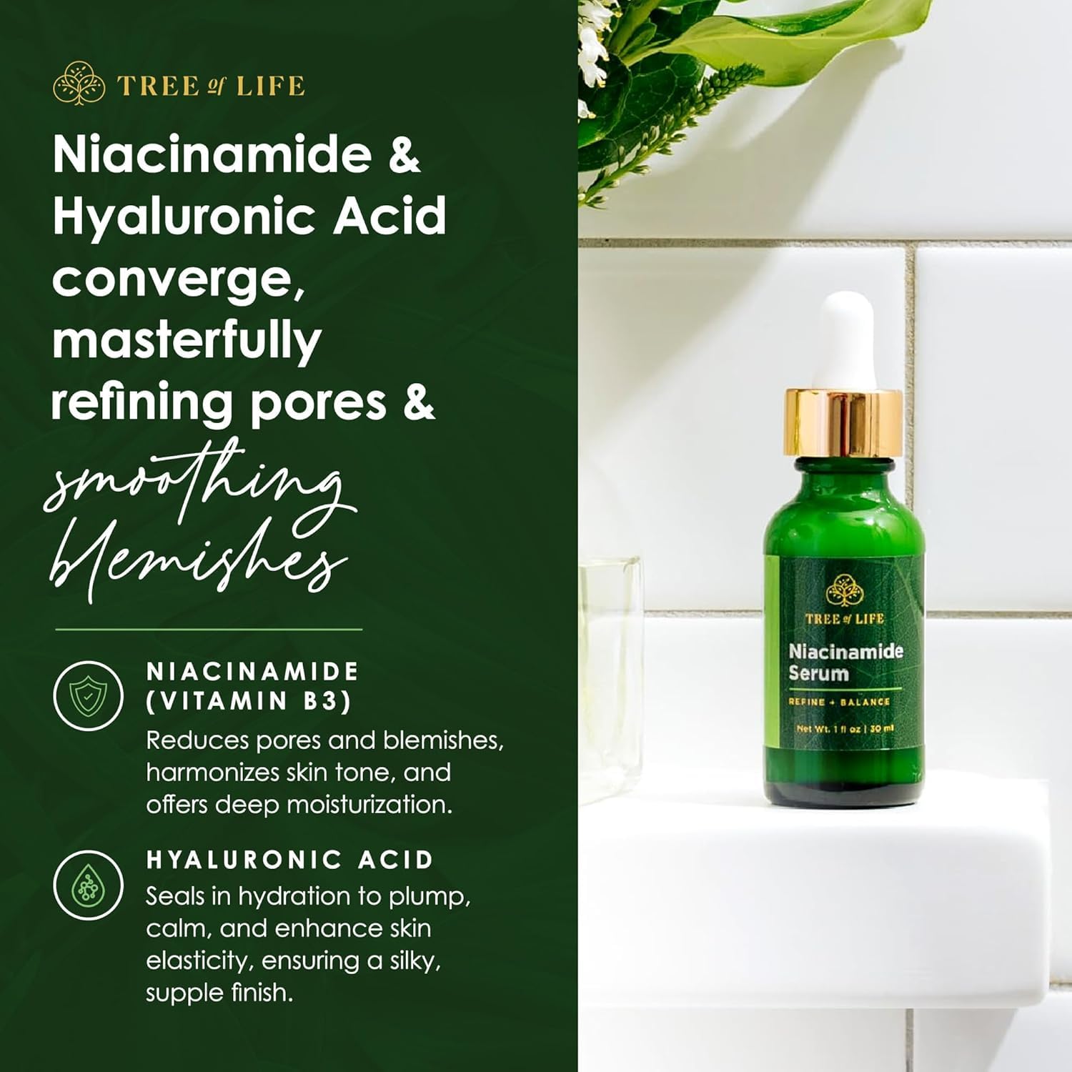 Niacinamide Vitamin B3 Serum, Hydrating Face Oil for Dark and Age Spots, Tightens Pores, Facial Serums for Sensitive Skin Care with Hyaluronic Acid and Vitamin E, 2 Fl Oz