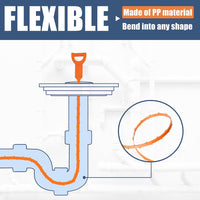 8 Pack 25Inch Drain Snake Clog Remover, Drain Hair Remover, Sink Snake Drain Auger Cleaner Tool for Bath Tub, Toilet, Kitchen Sink, Sewer