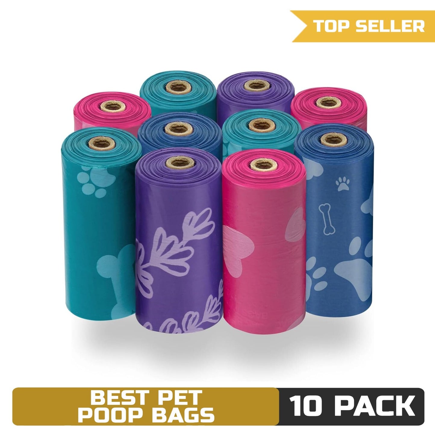 Best Pet Supplies Dog Poop Bags for Waste (150 Bags) Leak Proof, Tear Resistant