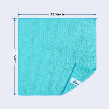 Microfiber Cleaning Cloth,12 Pack Cleaning Rags, Cleaning Towels with 4 Color Assorted, 11.5"X11.5"(Green/Blue/Yellow/Pink)