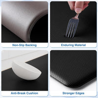 Kitchen Mats, 2PCS Kitchen Rugs, Cushioned anti Fatigue Kitchen Mats for Floor, Non-Slip Standing Desk Mat, Waterproof Kitchen Rug Set for Kitchen, Floor, Office, 17.3"X30"+17.3"X47", Black