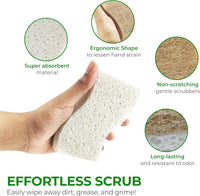 Biodegradable Natural Kitchen Sponge - Compostable Cellulose and Coconut Walnut Scrubber Sponge (12 Pack)