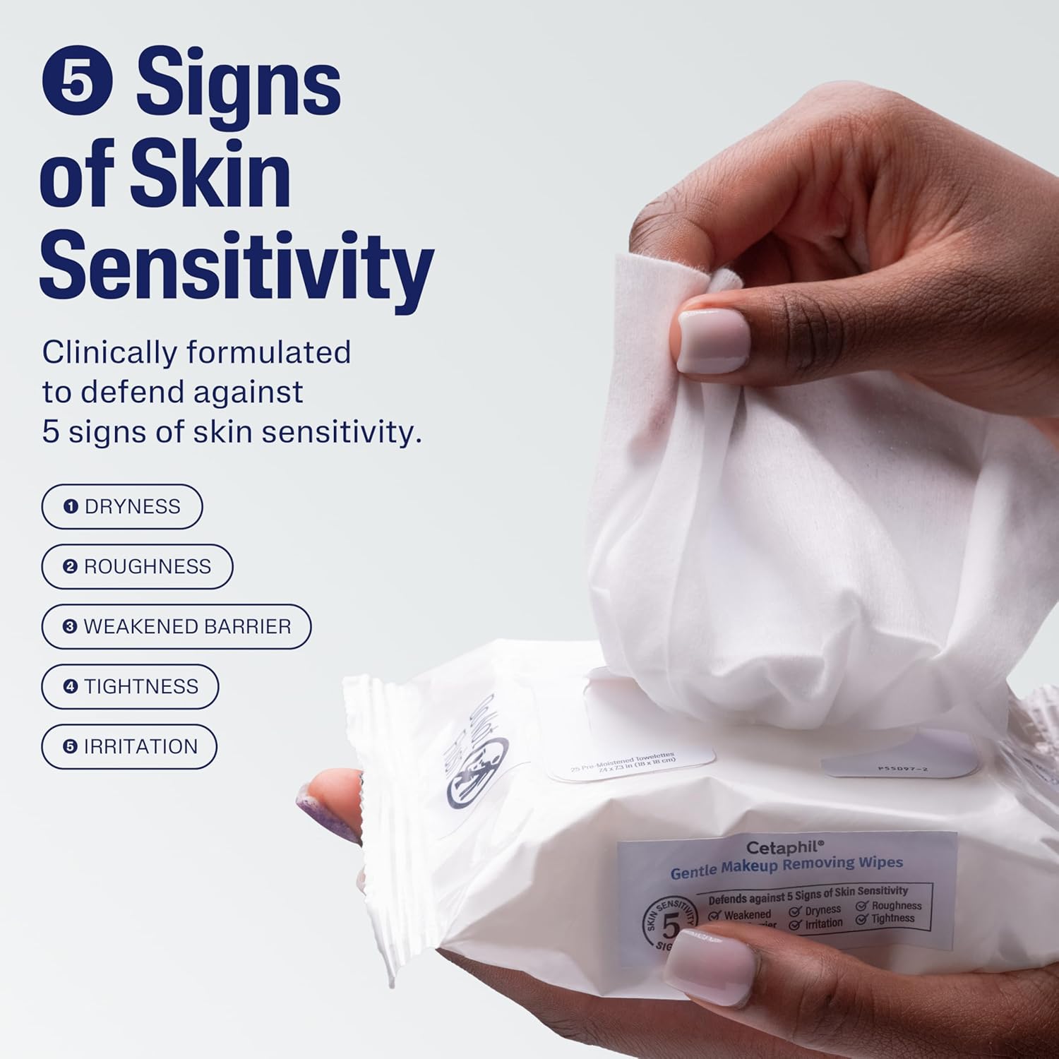 Gentle Makeup Removing Face Wipes, Daily Cleansing Facial Towelettes Gently Remove Makeup, Fragrance and Alcohol Free, 25 Count