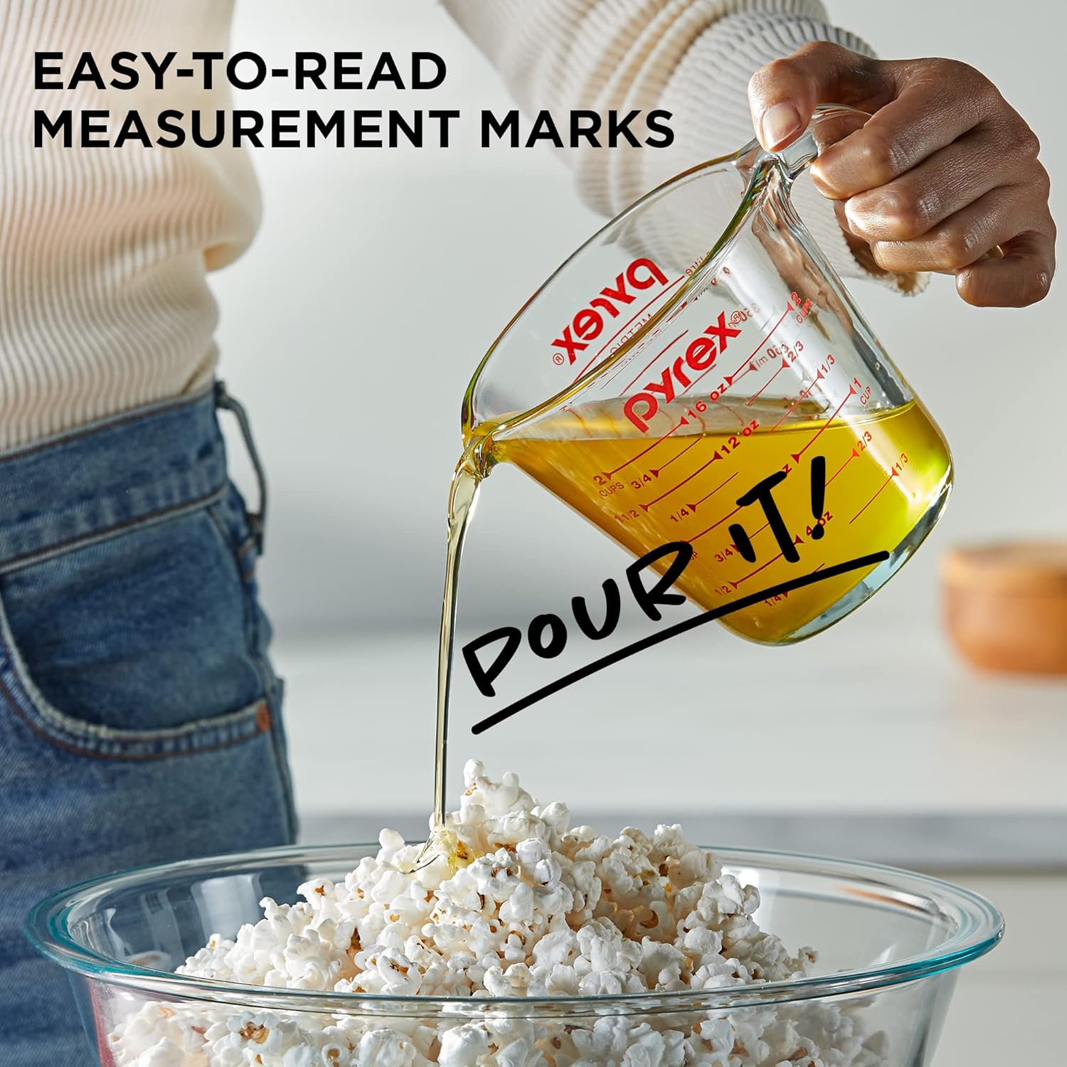 Essentials (2-Pack) Glass Measuring Cups Set, (1 & 2 Cup) Measuring Cups for Prepping, Baking and Cooking, Preheated Oven, Dishwasher, Freezer, and Microwave Safe