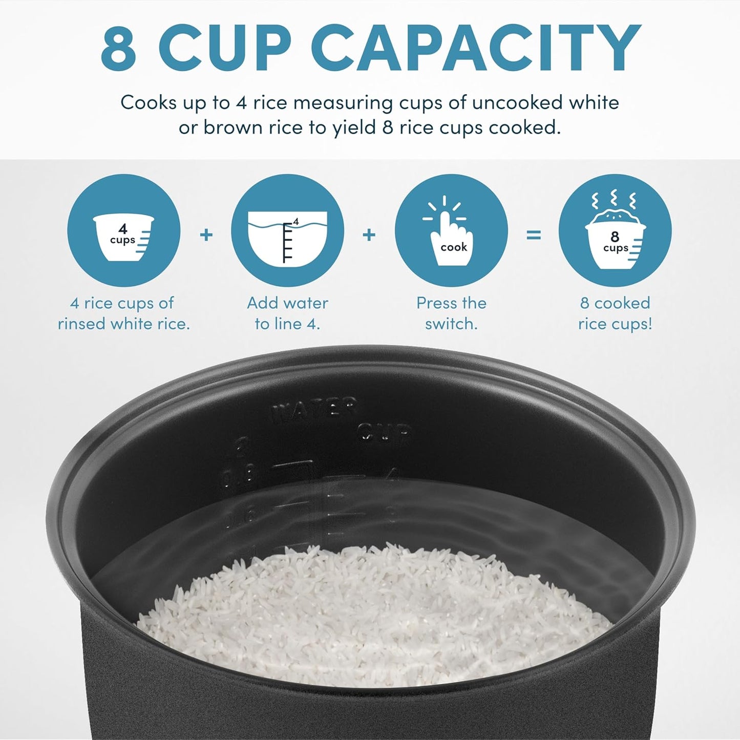 Digital Rice Cooker, 4-Cup (Uncooked) / 8-Cup (Cooked), Steamer, Grain Cooker, Multicooker, 2 Qt, Stainless Steel Exterior, ARC-914SBD