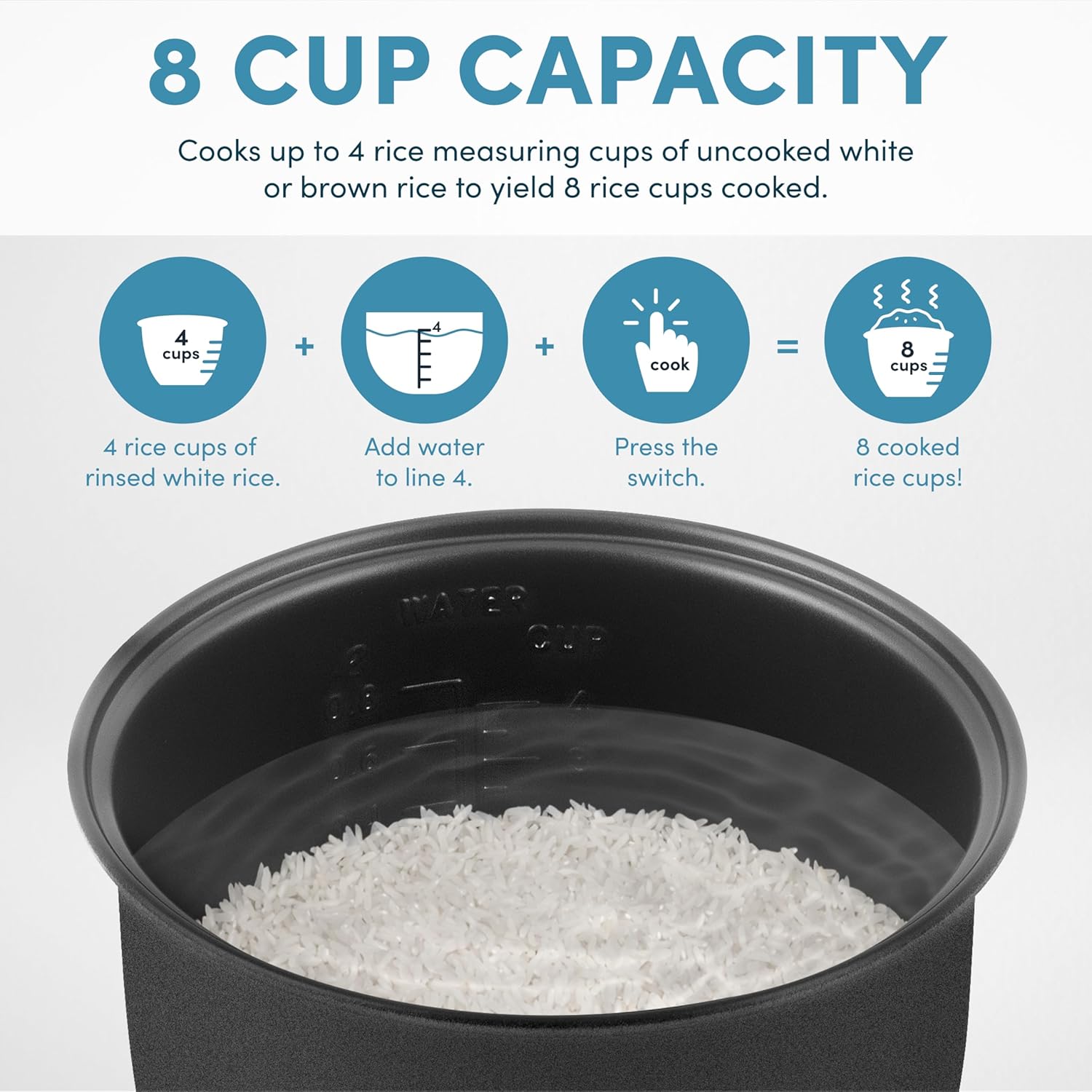 Digital Rice Cooker, 4-Cup (Uncooked) / 8-Cup (Cooked), Steamer, Grain Cooker, Multicooker, 2 Qt, Stainless Steel Exterior, ARC-914SBD