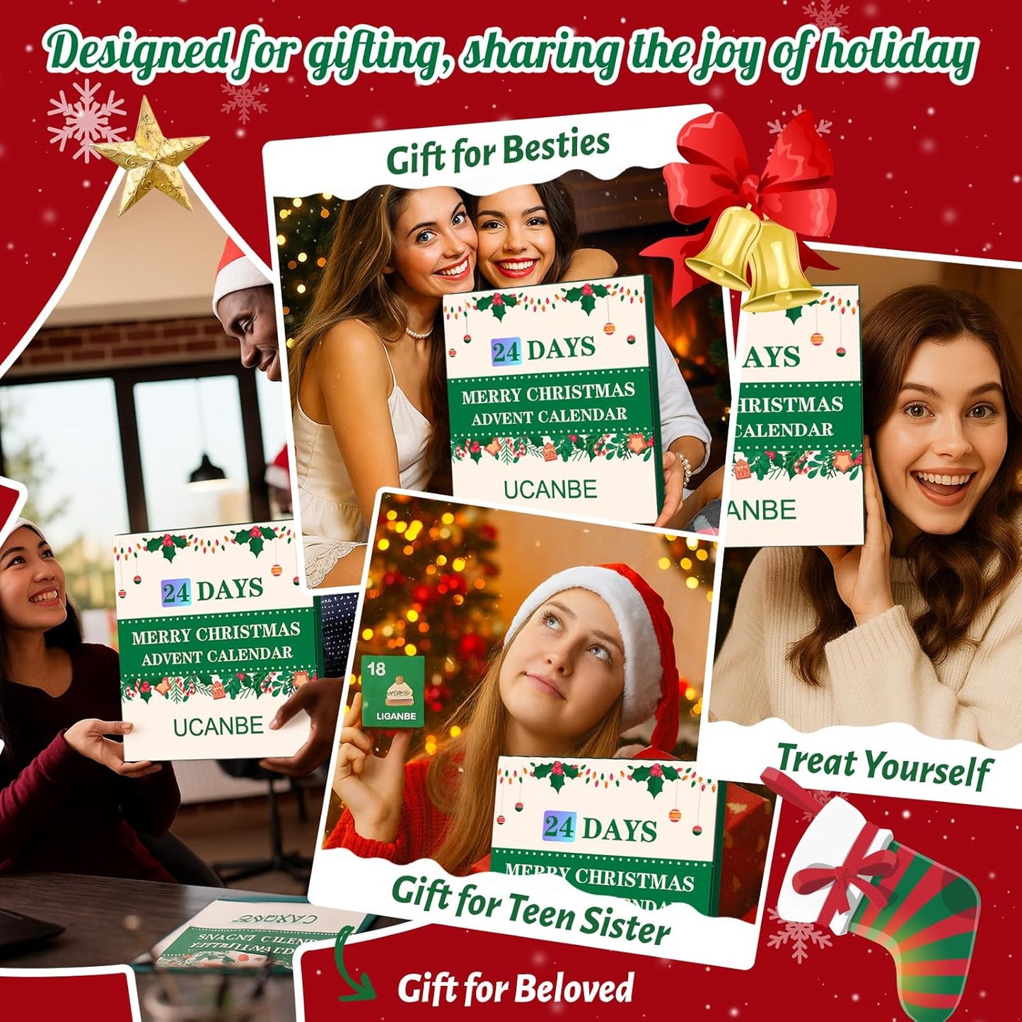 Makeup Advent Calendar 2025, 24 Days Christmas Makeup Gift Set for Adult Women & Teen Girls,  2025 Xmas Countdown Calendar Beauty & Cosmetics Holiday Surprise Make up Gift Kits for Women Full Kit