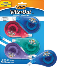 Wite-Out Brand EZ Correct Correction Tape, 19.8 Feet, 4-Count Pack of White Correction Tape, Fast, Clean and Easy to Use Tear-Resistant Tape Office or School Supplies
