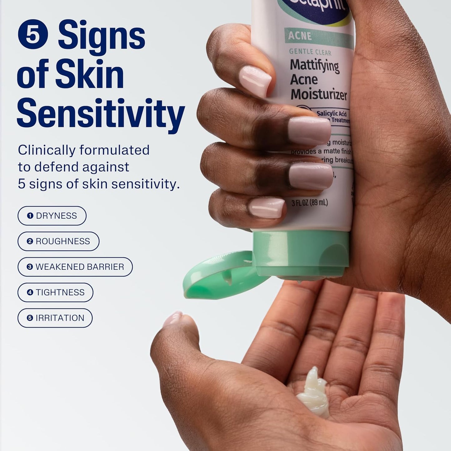 Face Moisturizer, Gentle Clear Mattifying Acne Moisturizer with 0.5% Salicylic Acid, Hydrates and Treats Sensitive Acne Prone Skin, Skin Care for Sensitive Skin, 3Oz