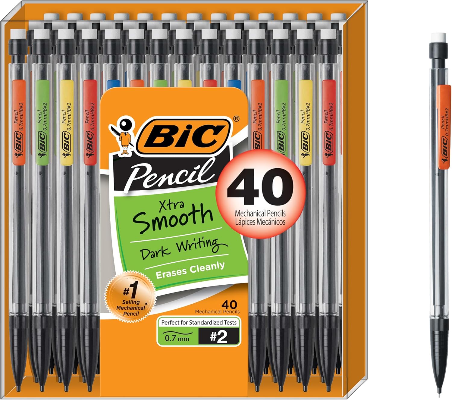 Xtra Smooth Mechanical Pencil with 0.7 Mm Medium Point, Refillable and Retractable, 40-Count Pack