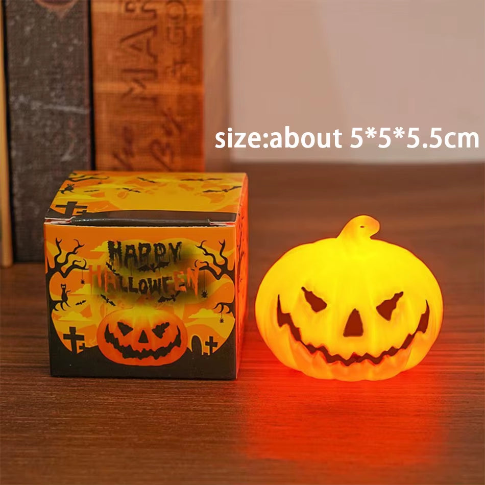 Pumpkin Lantern Candle Light Halloween Skull Ghost Face Lamp Kids Gift for Bedroom Garden Party Decoration Atmosphere Light